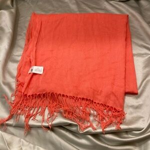 H&M Woven Acrylic Canteloupe Peach Orange-Colored Wrap Shawl Scarf Cover-Up VGUC